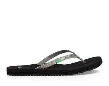 Sanuk Yoga Joy Sparkle Women's Flip Flops Silver | Canada 81PJJ